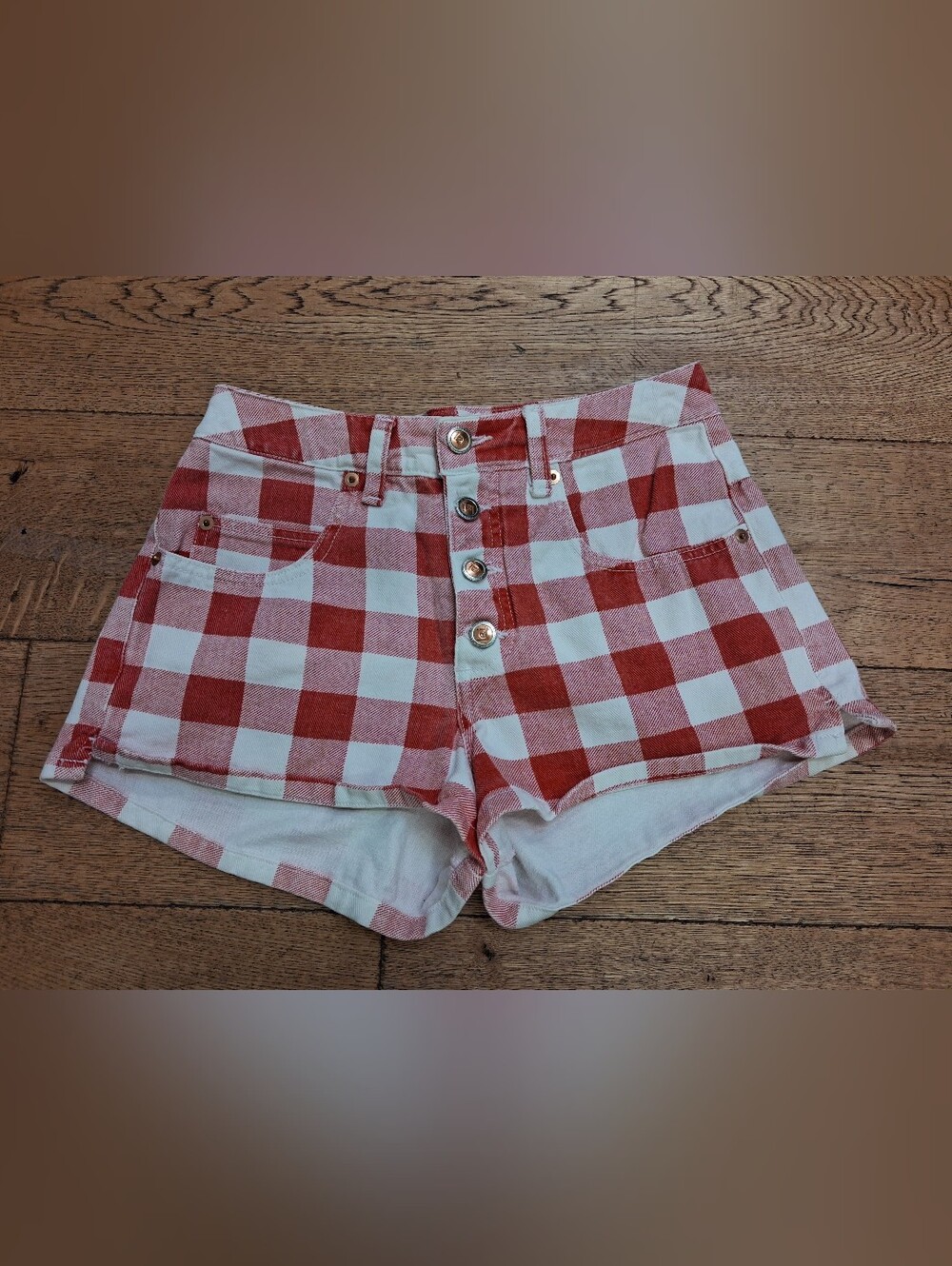 Vintage 90s LEI High Waisted Checkered Picnic Tablecloth Shorts Y2K HTF Size 5